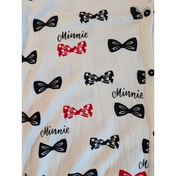 Disney Parks Womens Large Minnie Mouse Bows Button Cardigan Sweater Shirt Mickey - Picture 4 of 7